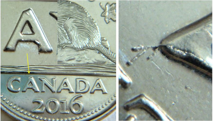 5 Cents 2016-Coin fendille sous l'effigie vers le L,3.JPG