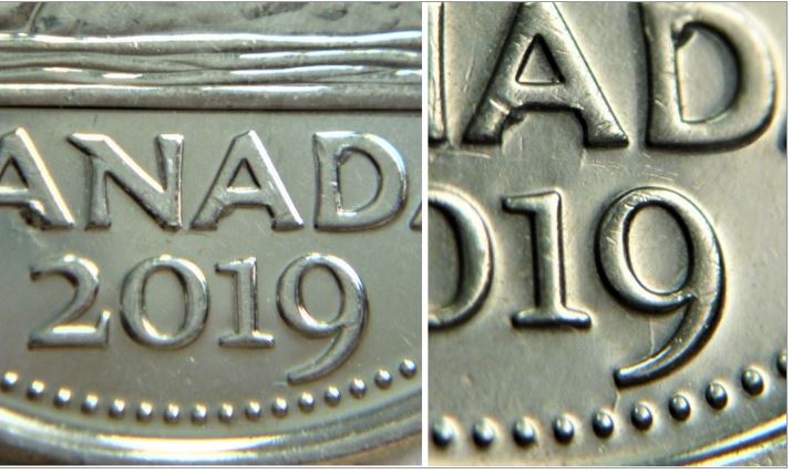 5 Cents 2019-Coin fendillé sous le 1 dans le 9et sous le 9+Éclat coin-1.JPG