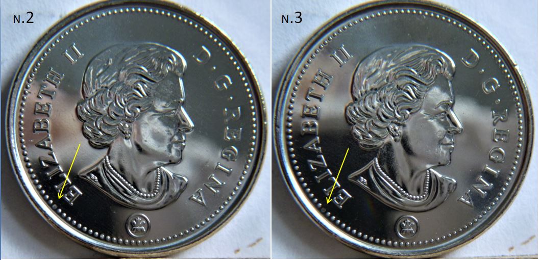 5 Cents 2019-Coin obturé sur la joue de effigie et une perle-1.JPG