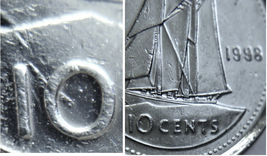 10 Cents 1998-Dommage coin a travers 0 de 10.JPG