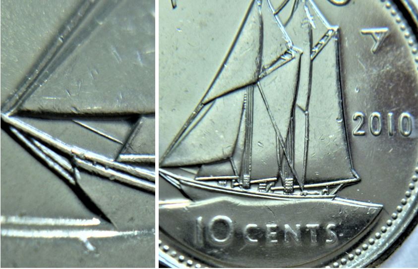10 Cents 2010- Dommage de coin sous la première voile.Type 3-1.JPG