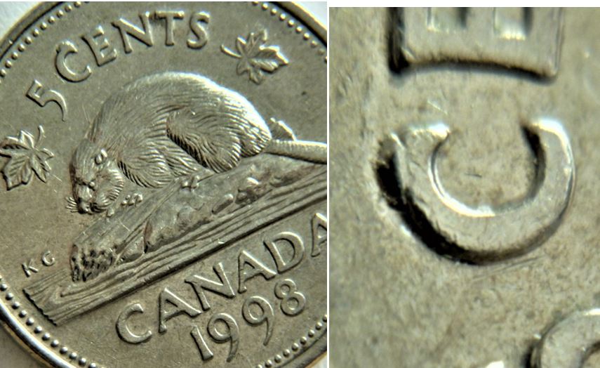 5 Cents 1998-Éclat coin a la tête du C de Cents-1.JPG