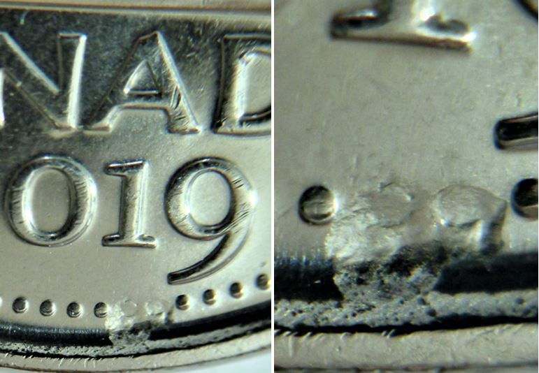 5 Cents 2019-Frappe a travers sur deux perles sous la date-1.JPG