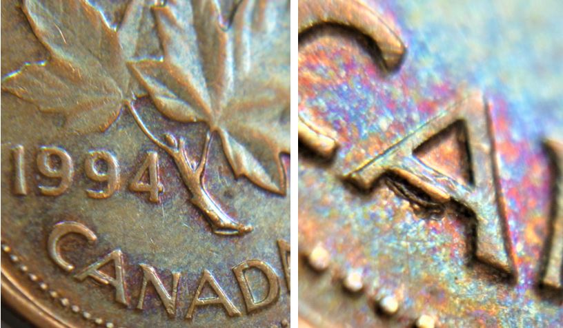 1 Cent 1994-Éclat coin sous A de cAnada et sur la branche-1.JPG