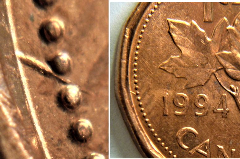 1 Cent 1994-Dommage du coin entre les perles devant la date-1.JPG