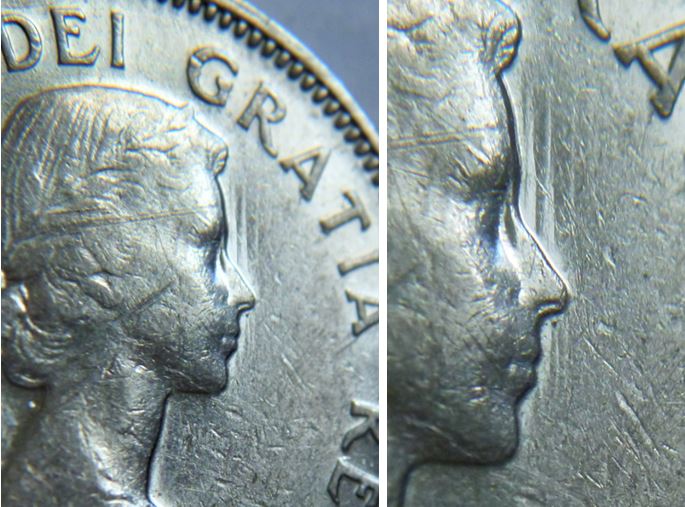 5 Cents 1964-Dommage du coin devant le front de effigie-3.JPG