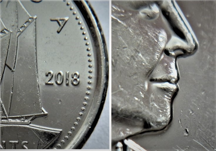 10 Cents 2018-Éclat du coin entre les lèvres de effigie-1.JPG