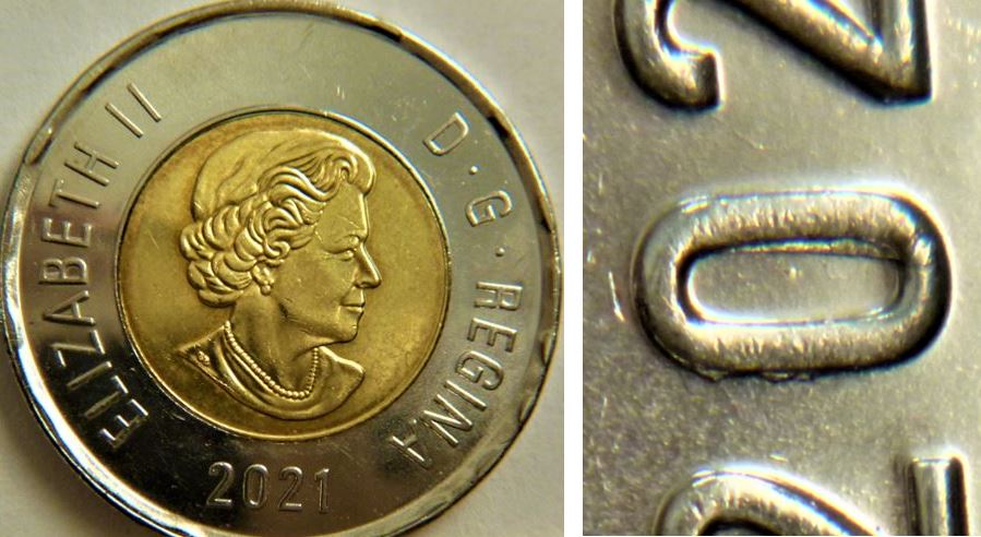 2 Dollar 2021-Dépôt de métal sur les lettres-1.JPG
