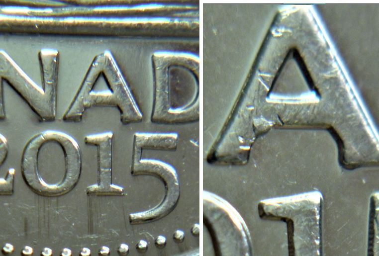 5 Cents 2015-Éclat coin sous le deuxième A de canAda-1.JPG