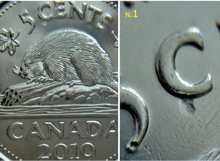5 Cents 2019-Frappe a travers sous C+Coin fendillé sur le C de Cents-1.JPG