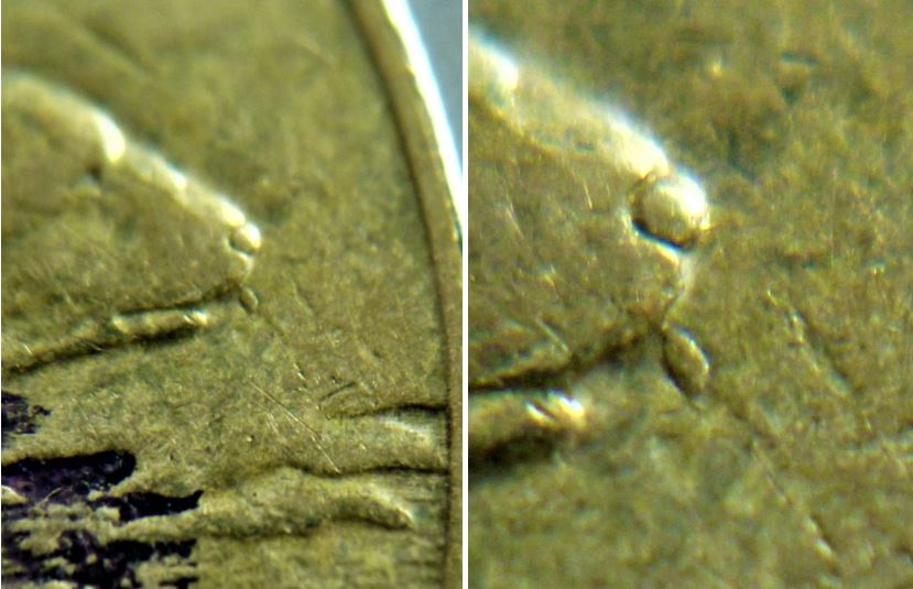 2 Dollar 1998-Éclat du coin devant la bouche de l'ours -2.JPG