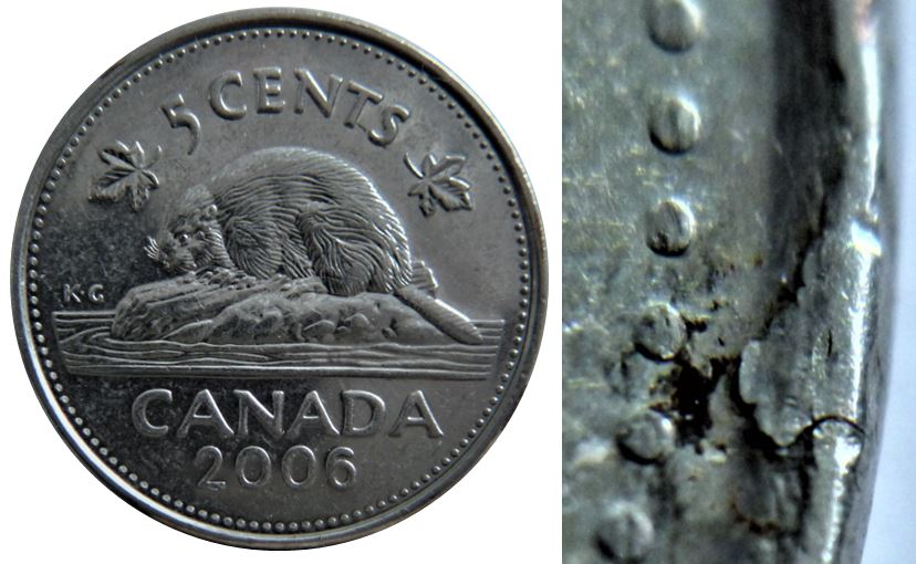 5 Cents 2006-Défaut du flan avers au dessus elizaBEth-1.JPG
