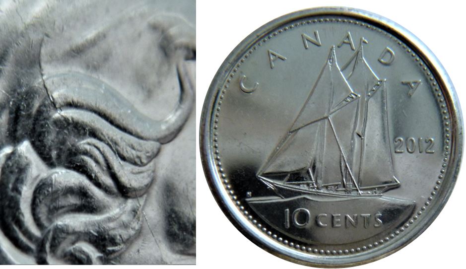 10 Cents 2012-Coin fendillé sur la tête de effigie-1.JPG