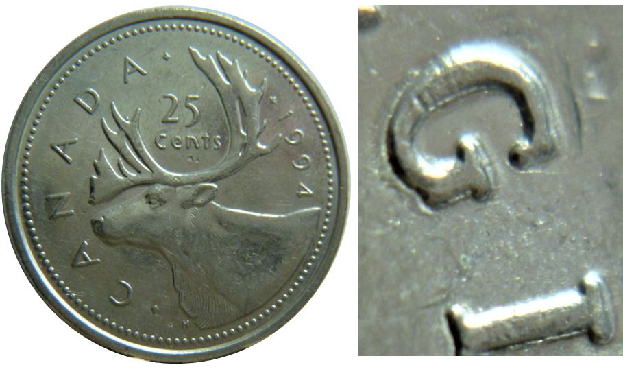 25 Cents 1994-Double D.G REGINA-coin détérioré-1.JPG