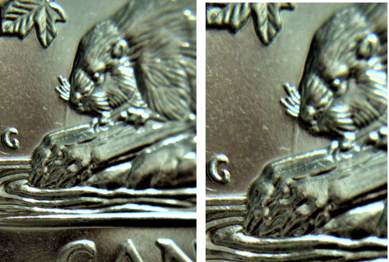 5 Cents 2007-Défaut de laminage bout du nez du castor-2.JPG