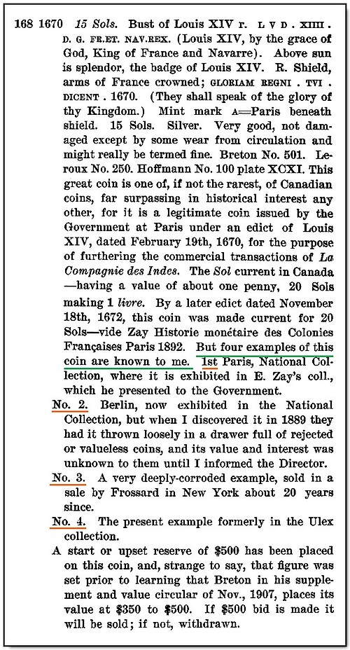 Catalogue - 1908-09-30 - A.N.A. Convention Sale - 15 Sols 1670A (Henry Chapman) 2.jpg