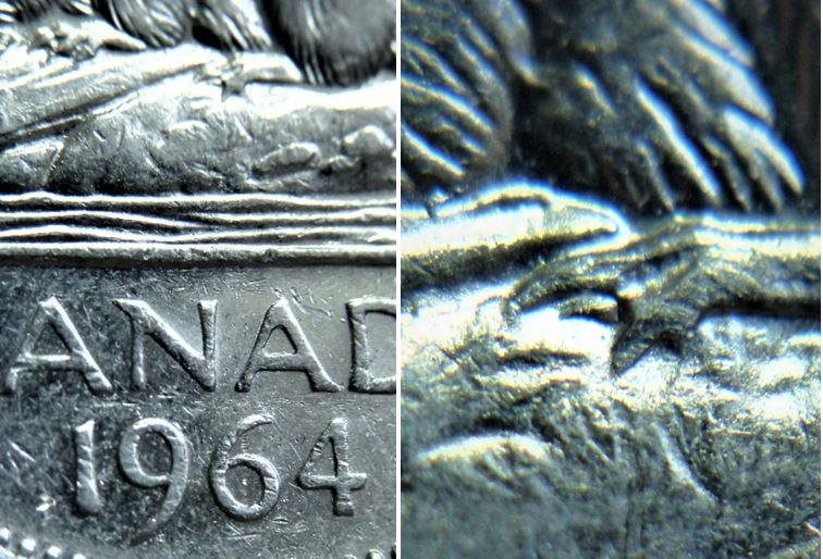 5 Cents 1964-Éclat coin patte arière-Griffe additionnel-1.JPG
