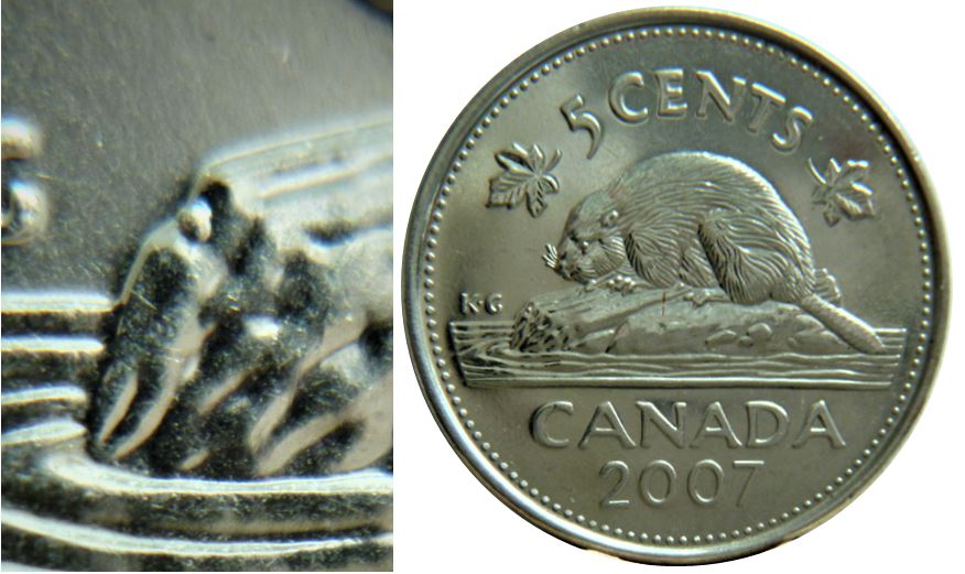 5 Cents 2007-Éclat coin devant la buche-1.JPG