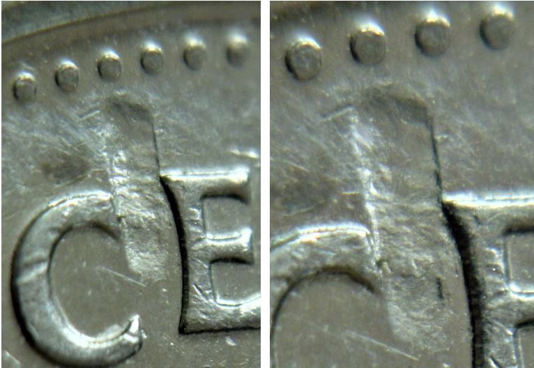 5 Cents 2010-Frappe a travers entre CE de CEnts-2.JPG