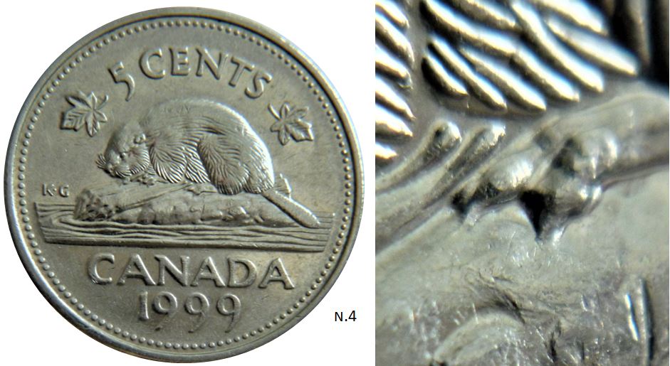 5 Cents 1999-Éclat coin à la patte arrière-N.4.JPG