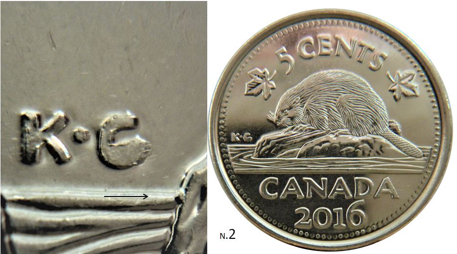 5 Cents 2016-Coin obturé sur K.G-Éclat coin devant la buche-2.JPG
