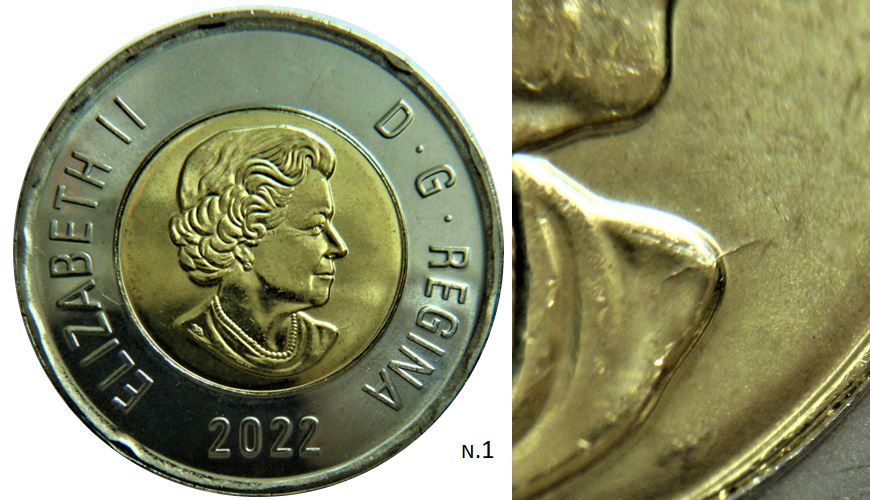 2 Dollar 2022-Dépôt métal sur listel sous ANAD-Coin fendille base de effigie-1.JPG