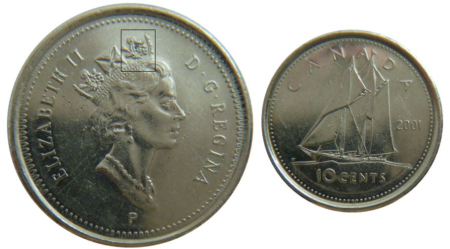 10 Cents 2001-Éclat du coin dans les fleurs de la couronne-1.JPG