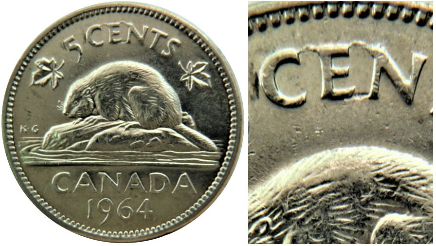 5 Cents 1964-Double castor- Le CEN attaché-1.JPG