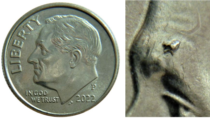 10 Cents 2022p USA-Éclat du coin sur le front-1.JPG