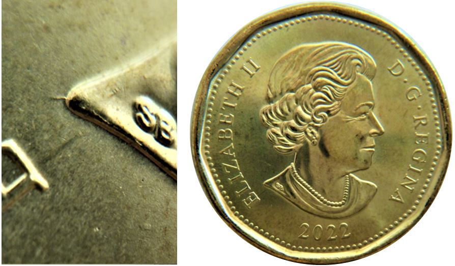 1 Dollar 2022-Coin fendillé sous SB-1.JPG