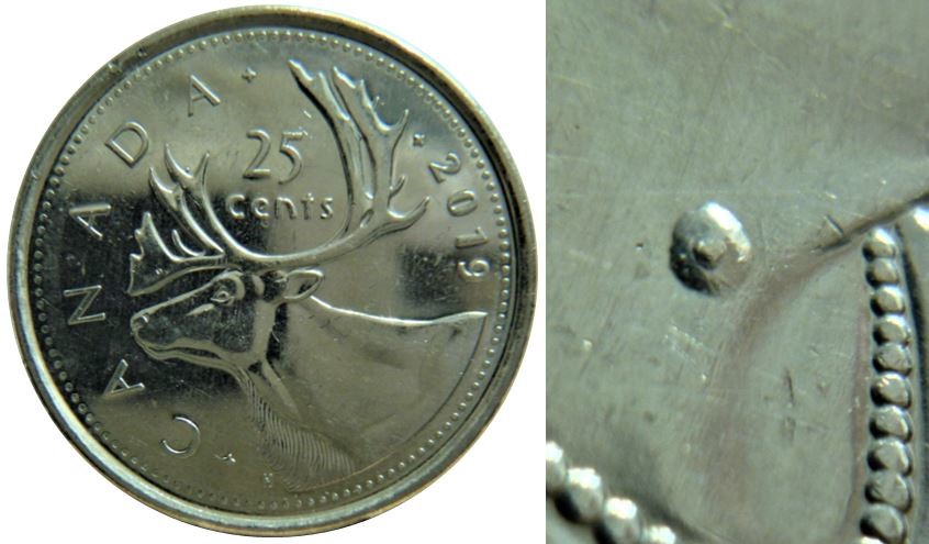 25 Cents 2019-Éclat coin dans le cou de effigie-1.JPG