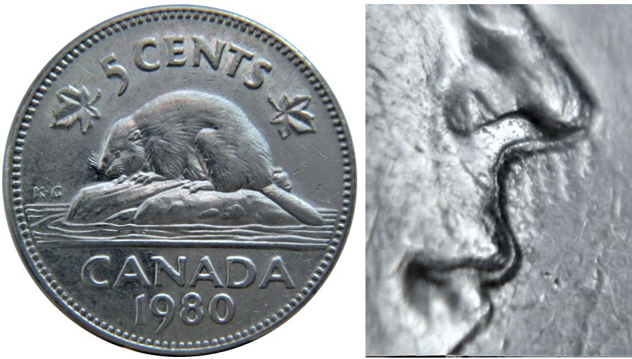 5 Cents 1980-Double visage situé entre le nez et la lèvre-1.JPG