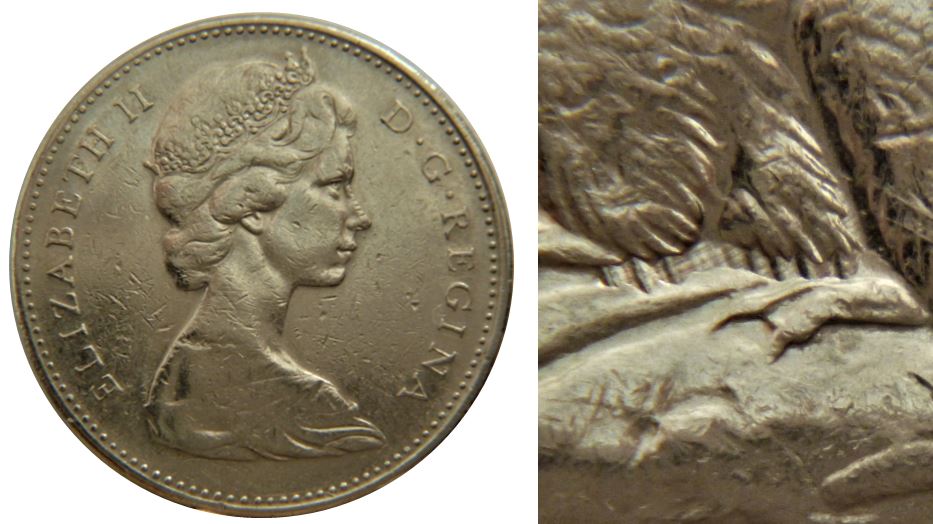 5 Cents 1977 H-Gros dommage du coin sous le castor-2.JPG