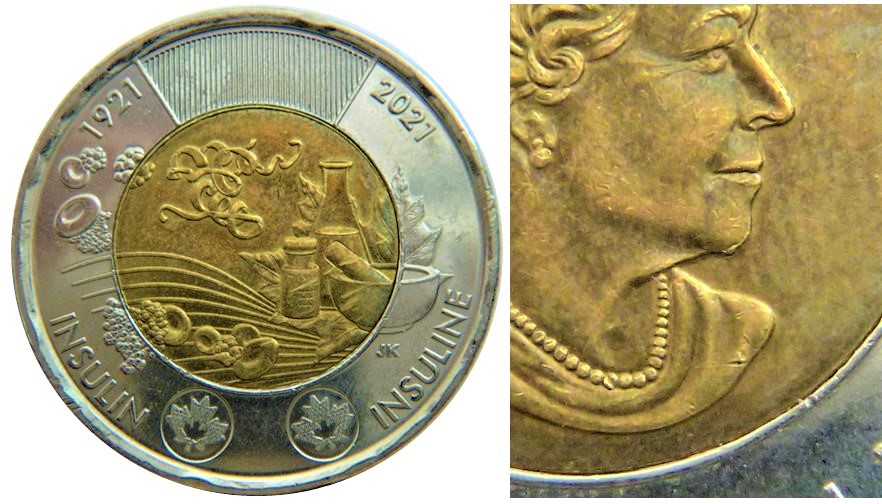 2 Dollars 2021 Insuline- Éclat coin sous le menton de effigie-1.JPG