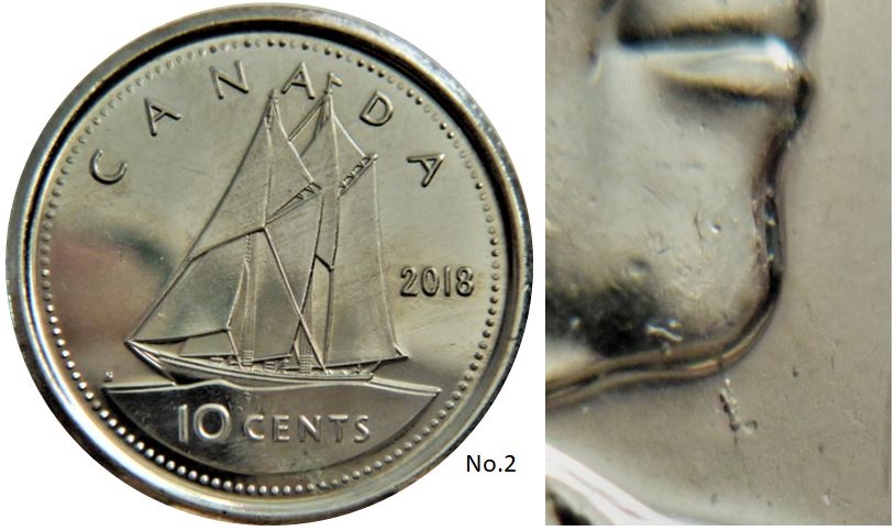 10 Cents 2018-Accumulation au menton- coin fendillé à la base effigie-4.JPG