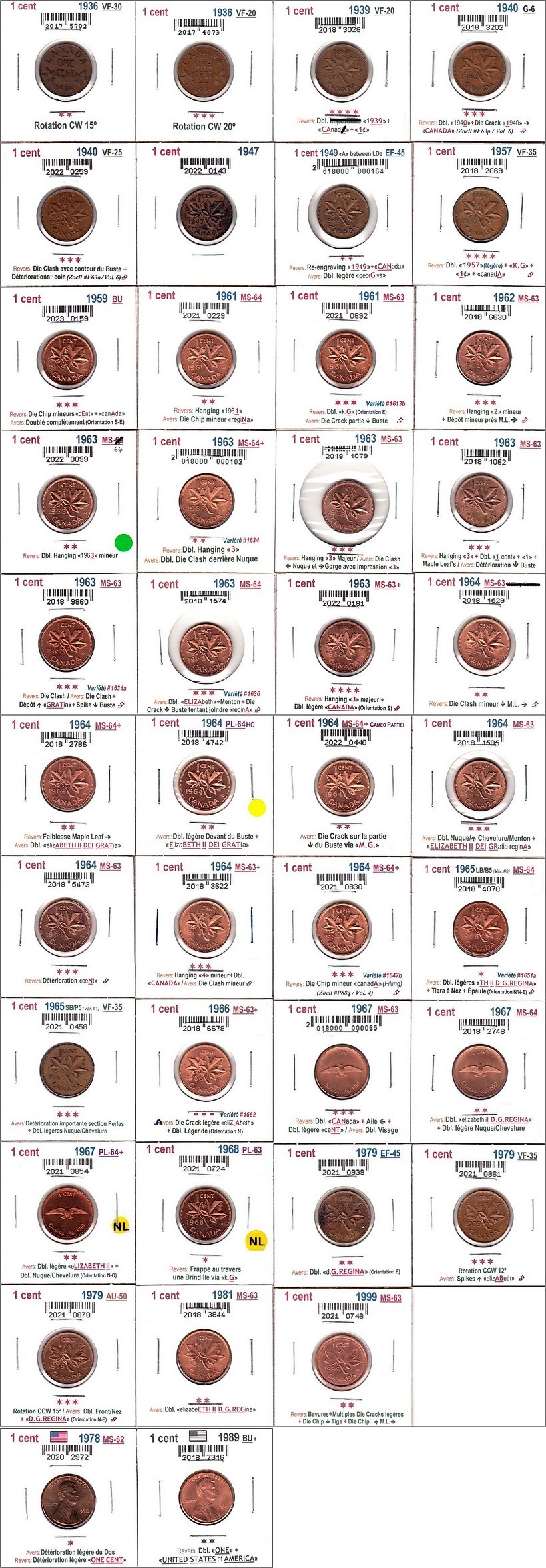 À Vendre - Lot #1 - 41 x 1c avec Erreurs - Face 1 (2023-04).jpg