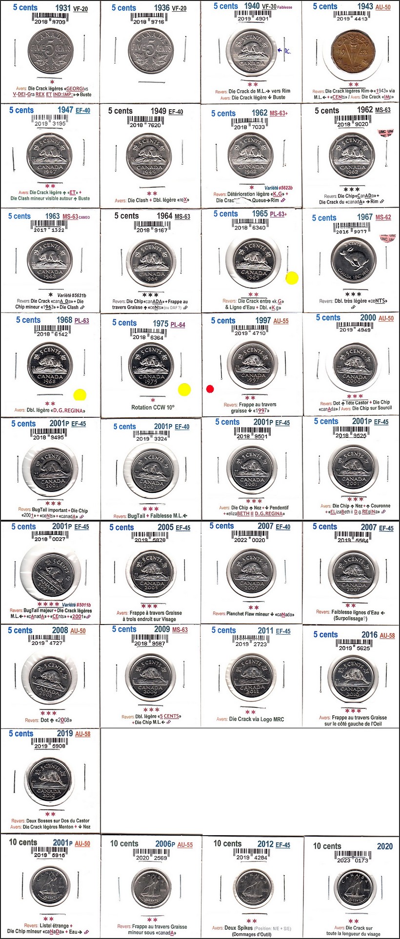 À Vendre - Lot #2 - 33 x 5c & 10c avec Erreurs - Face 1 (2023-04).jpg