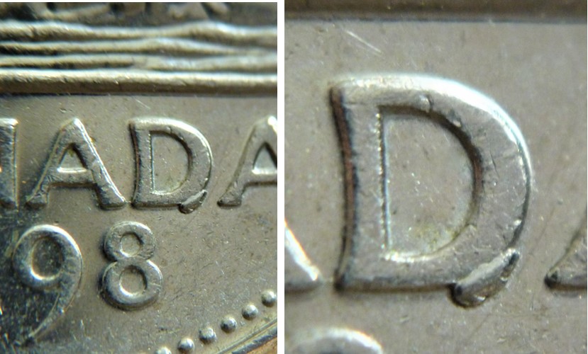5 Cents 1998-Éclat coin sous D de canaDa-No2.jpg
