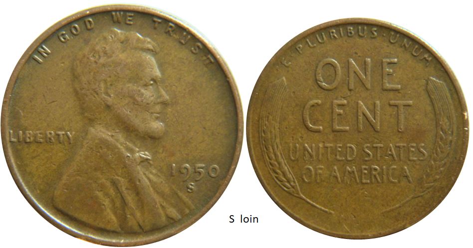 1 Cent USA 1950s-Le S est loin et 1 Cent USA 1950s USA-Le S  est Près-1.JPG