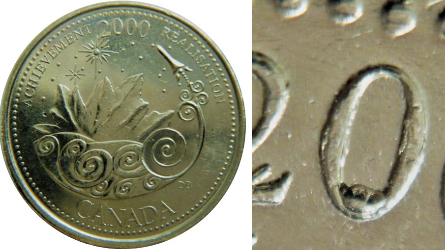 25 Cents 2000 Réalisation-Éclat coin dans le premier 0-1.jpg