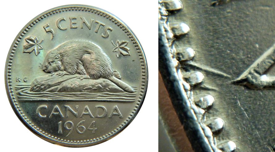 5 Cents 1964-Dommage au dessus A elizAbeth-1.JPG