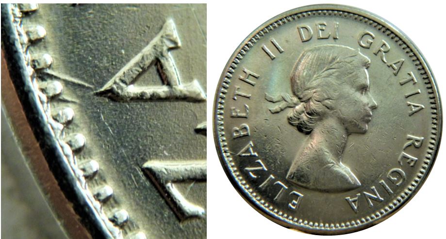 5 Cents 1964-Dommage au dessus A elizAbeth-2.JPG