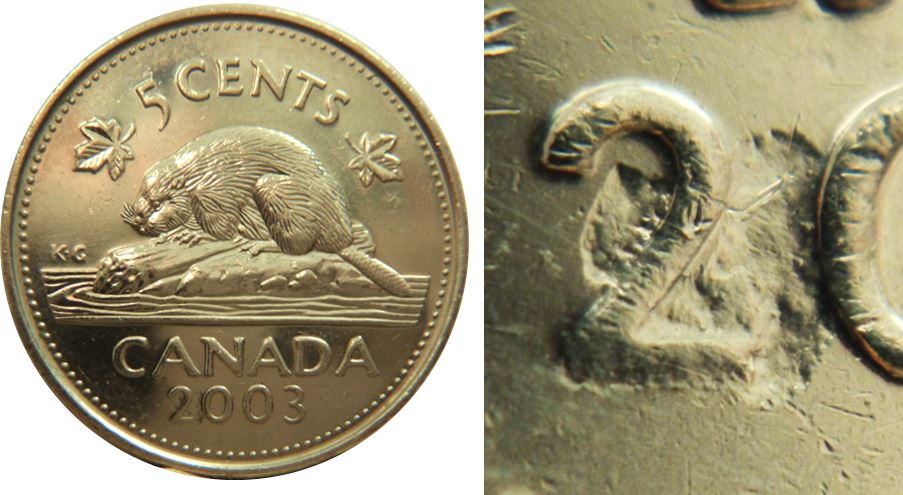 5 Cents 2003-Frappe à travers graisse sur le 2-1.JPG