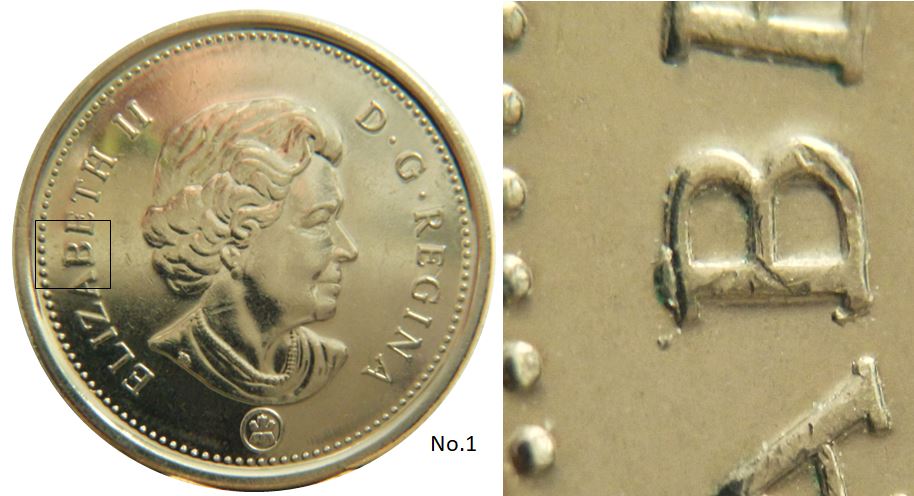 5 Cents 2013-Éclat coin sur B elizaBeth-No.1.JPG