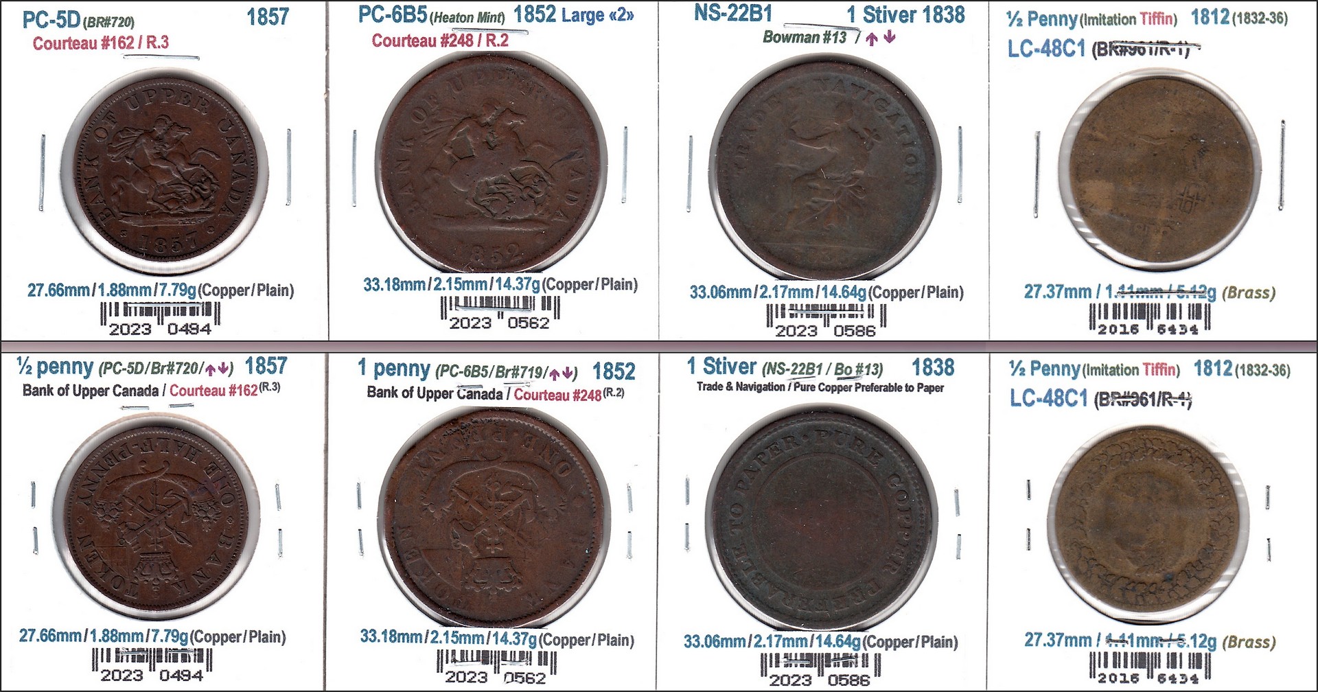 Numi - À Vendre - Lot 4 Colonial Tokens LC-48C1 + PC-5D + PC-6B5 + NS-22B1.jpg