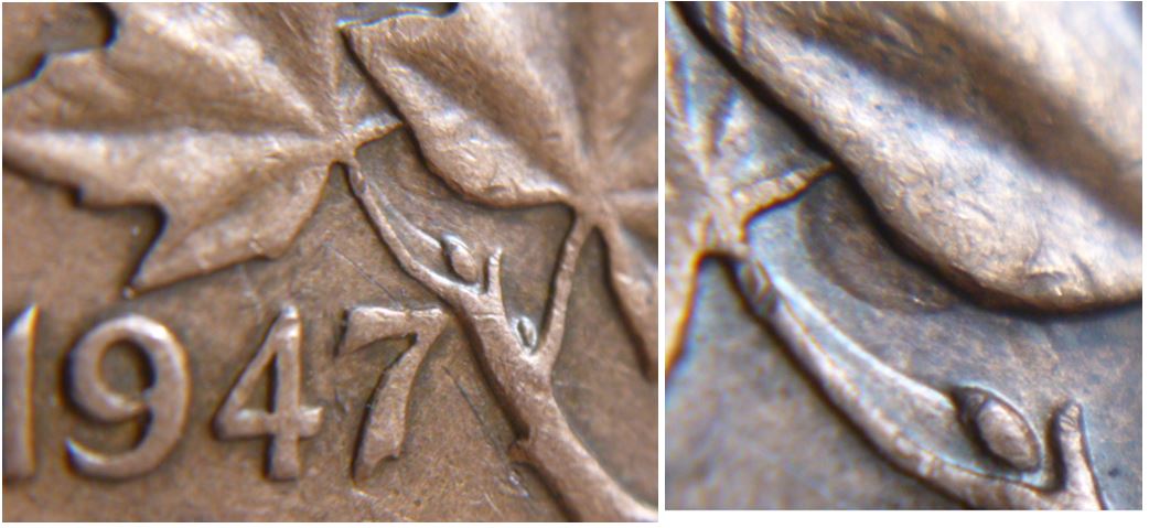 1 Cent 1947- Entrechoqué revers-Hanging 4-a.JPG
