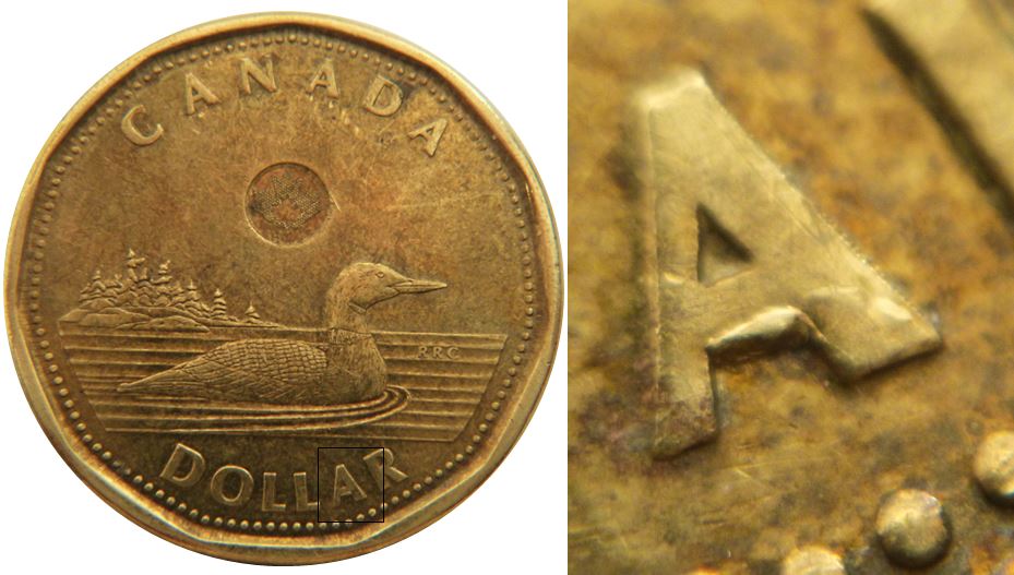 1 Dollar 2014-Éclat coin sous A de dollAr-No.1.JPG