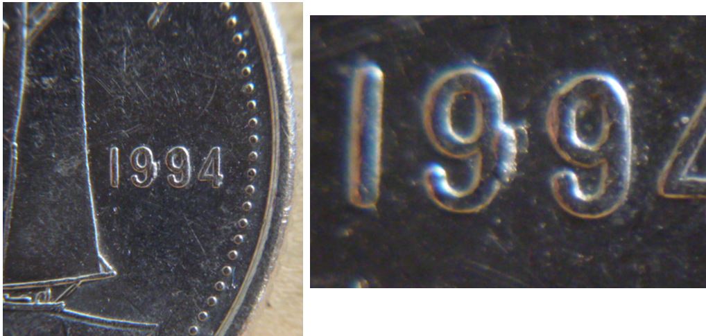 10 Cents 1994-Éclat de coin sur le premier 9.JPG