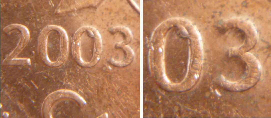 1 Cent 2003- Éclat de coin dans 2 sixième 0 de la date-1.JPG