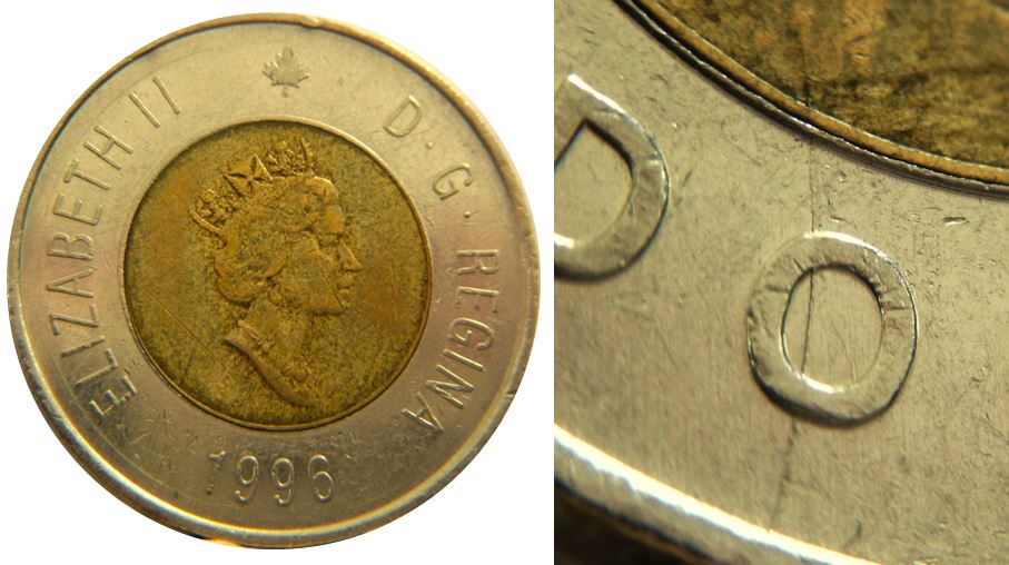 2 Dollars 1996-Coin fendillé à travers O de dOllar-1,.JPG